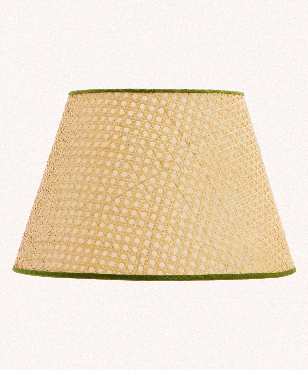 Cane Lampshade, Khaki Trim, Large