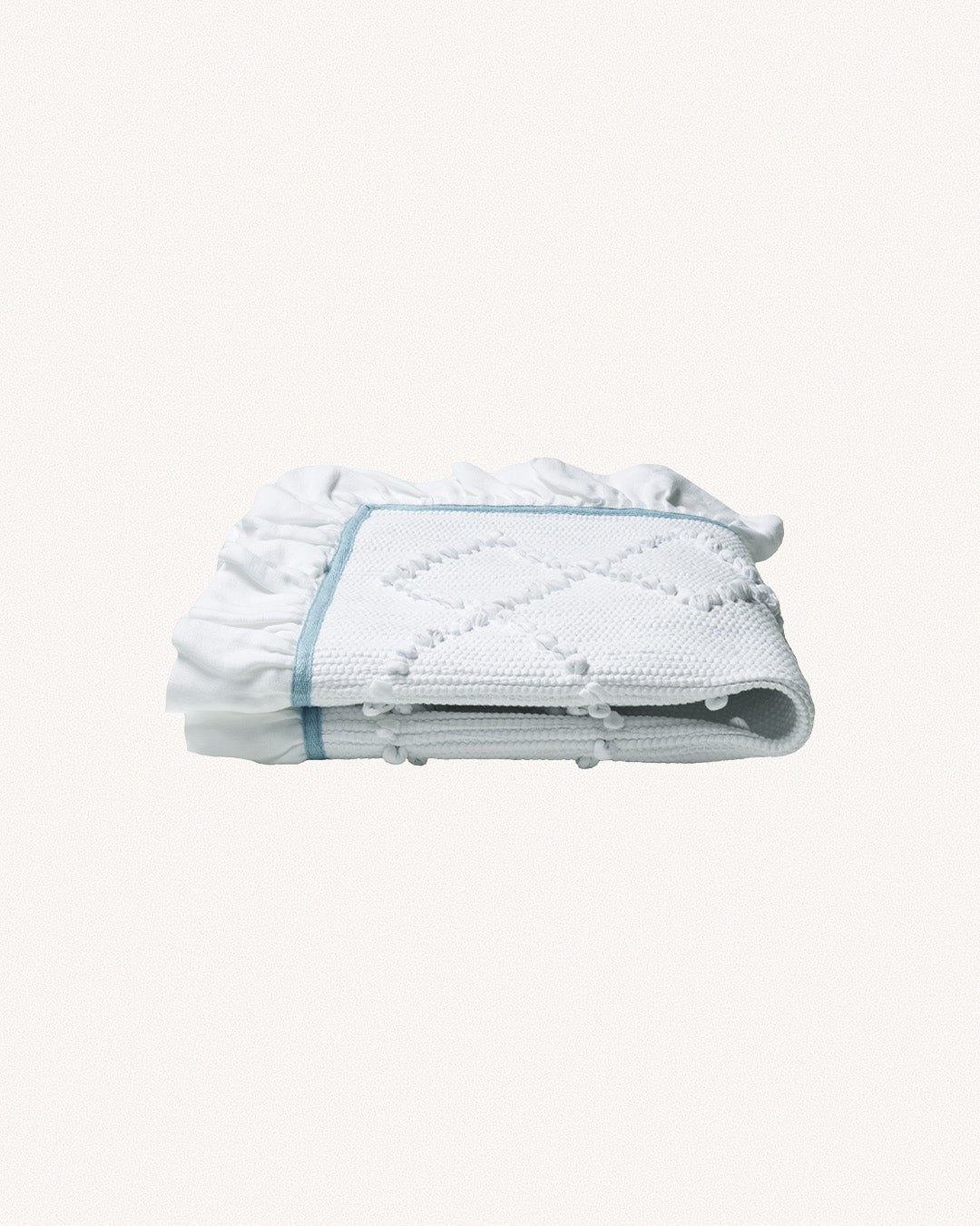 Linen Frill Bathmat, Sky Blue