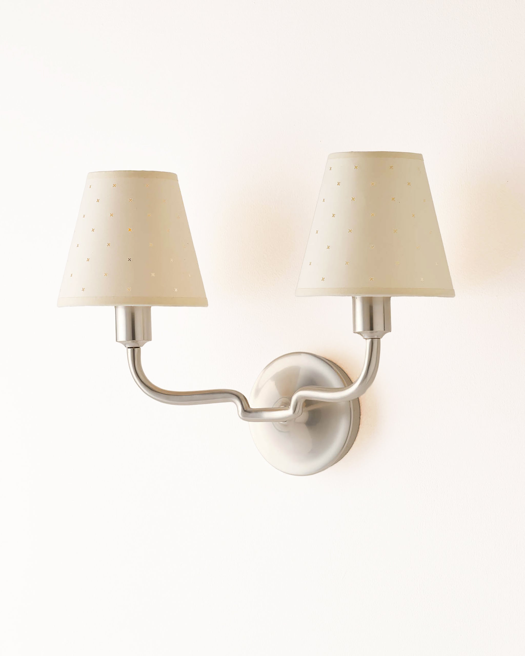 Double Wall Light, Brushed Silver