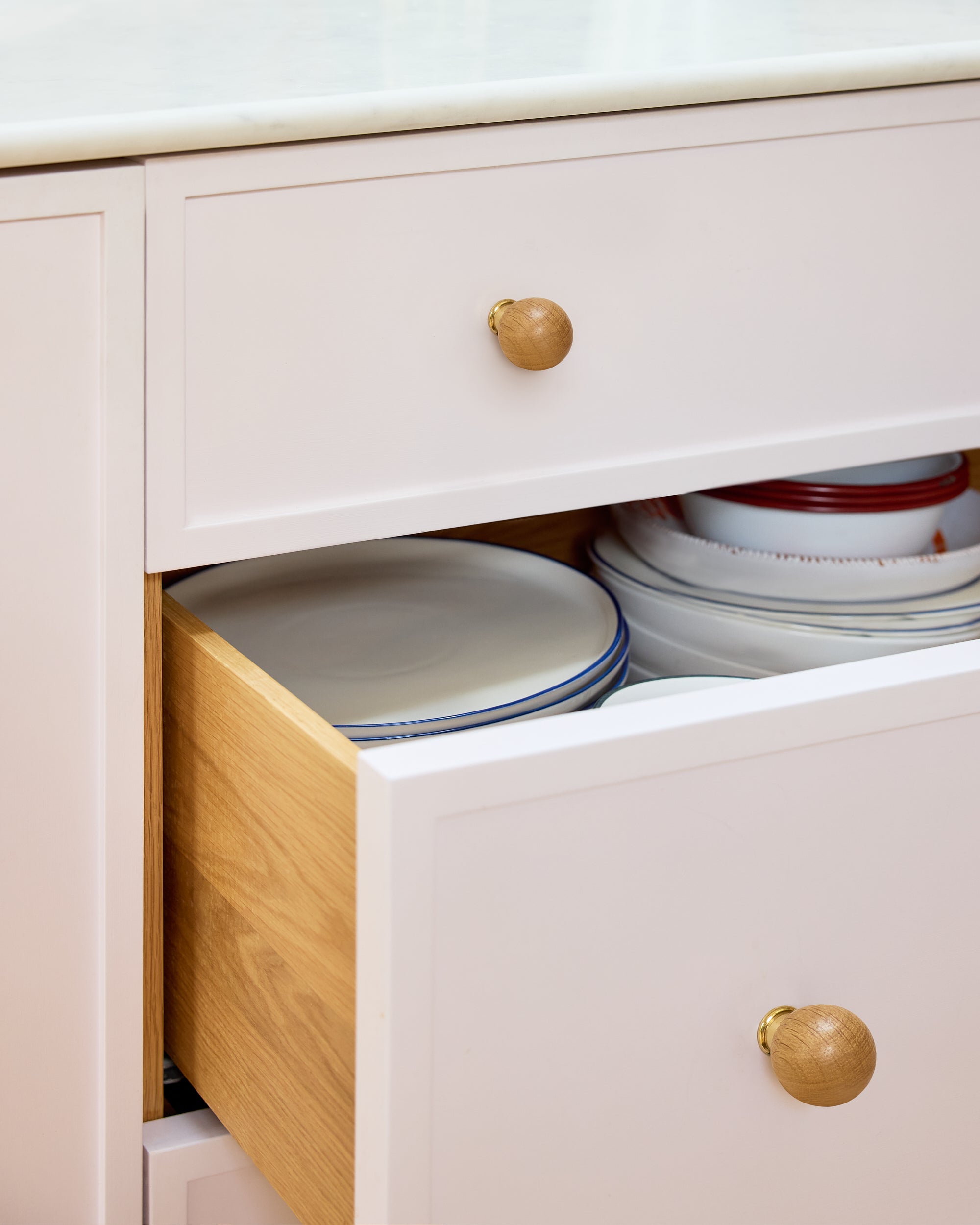 Natural Oak Knob, Brass