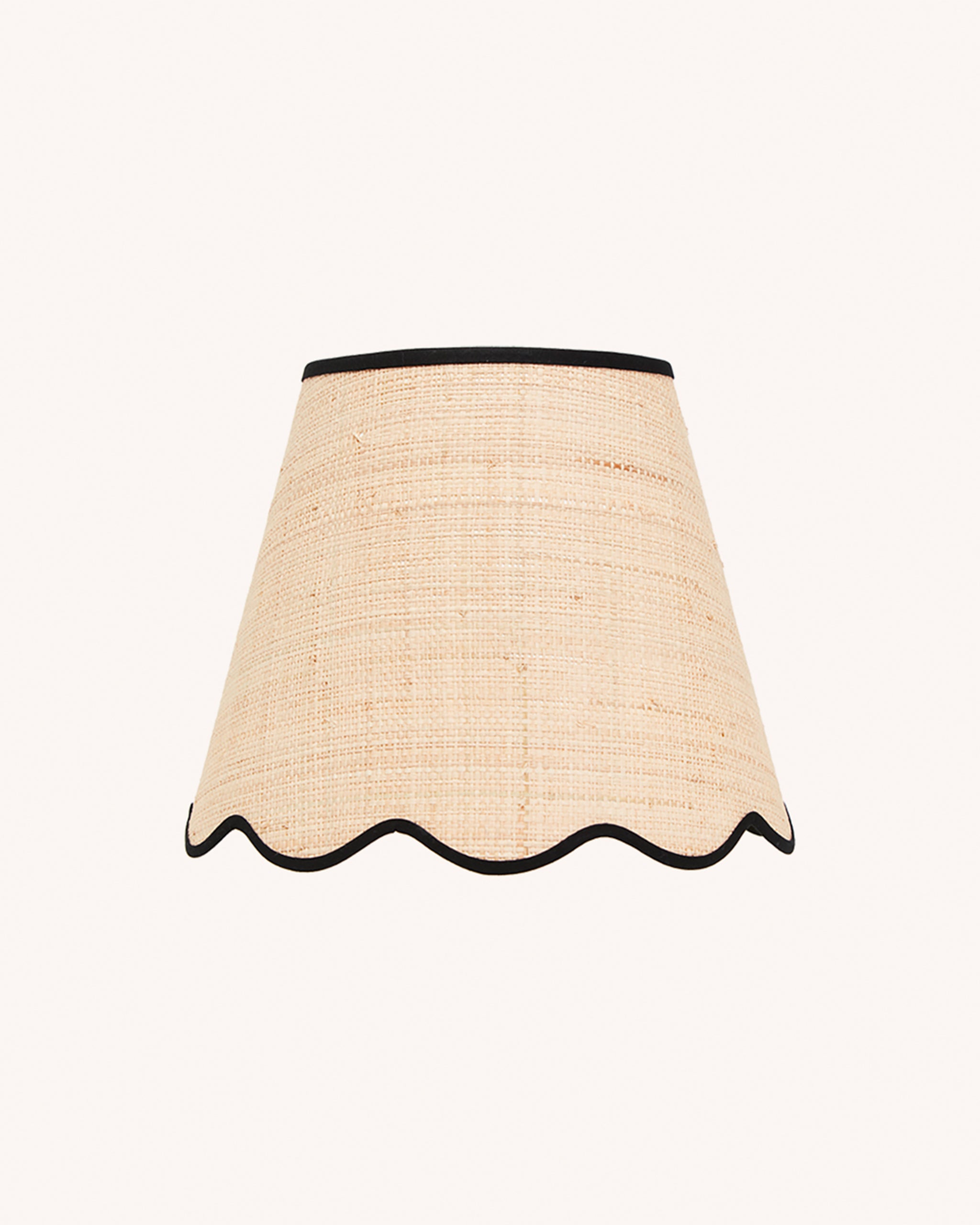 Raffia Scallop Lampshade, Black Trim, Small