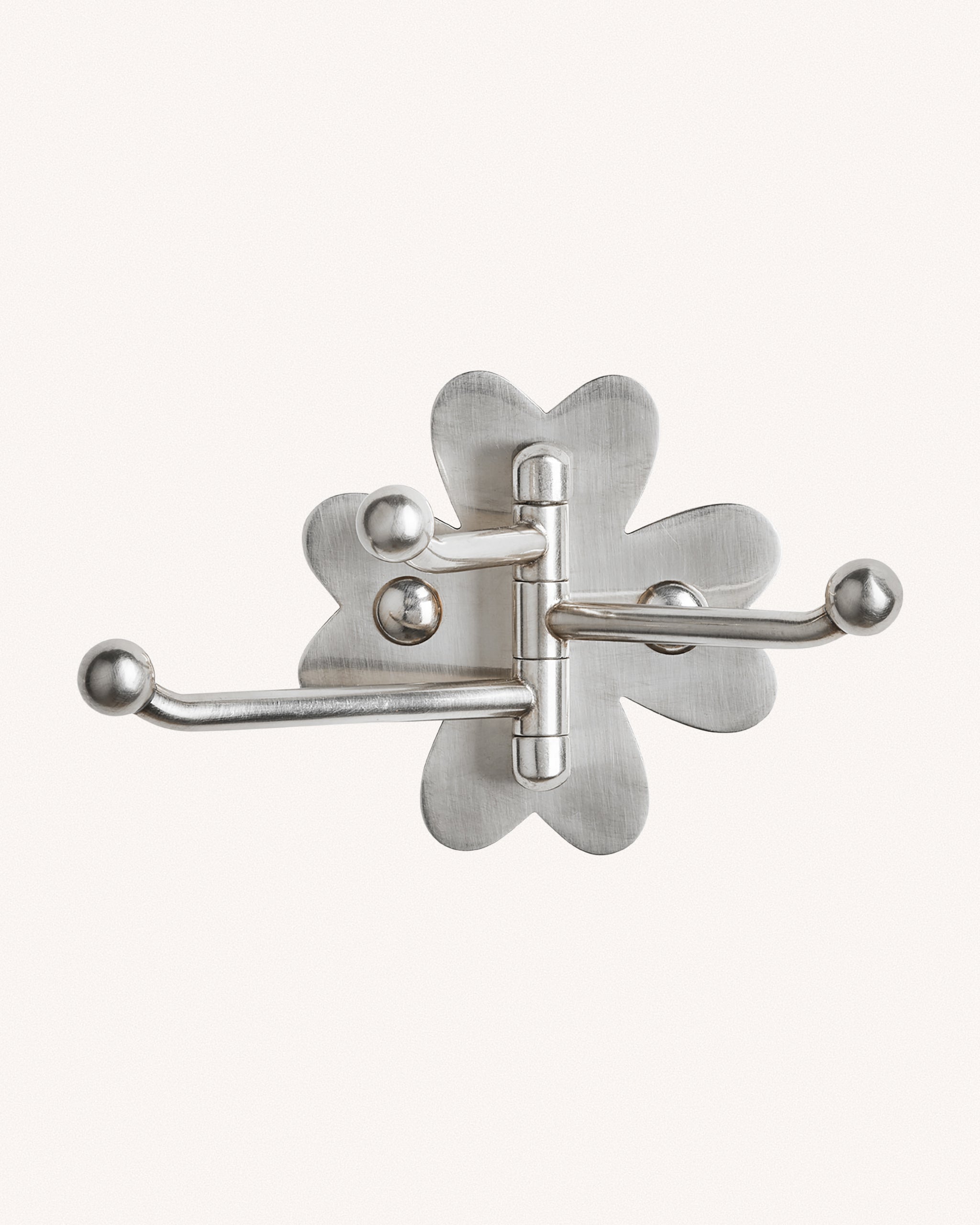Clover Swing Arm Hook, Brushed Nickel