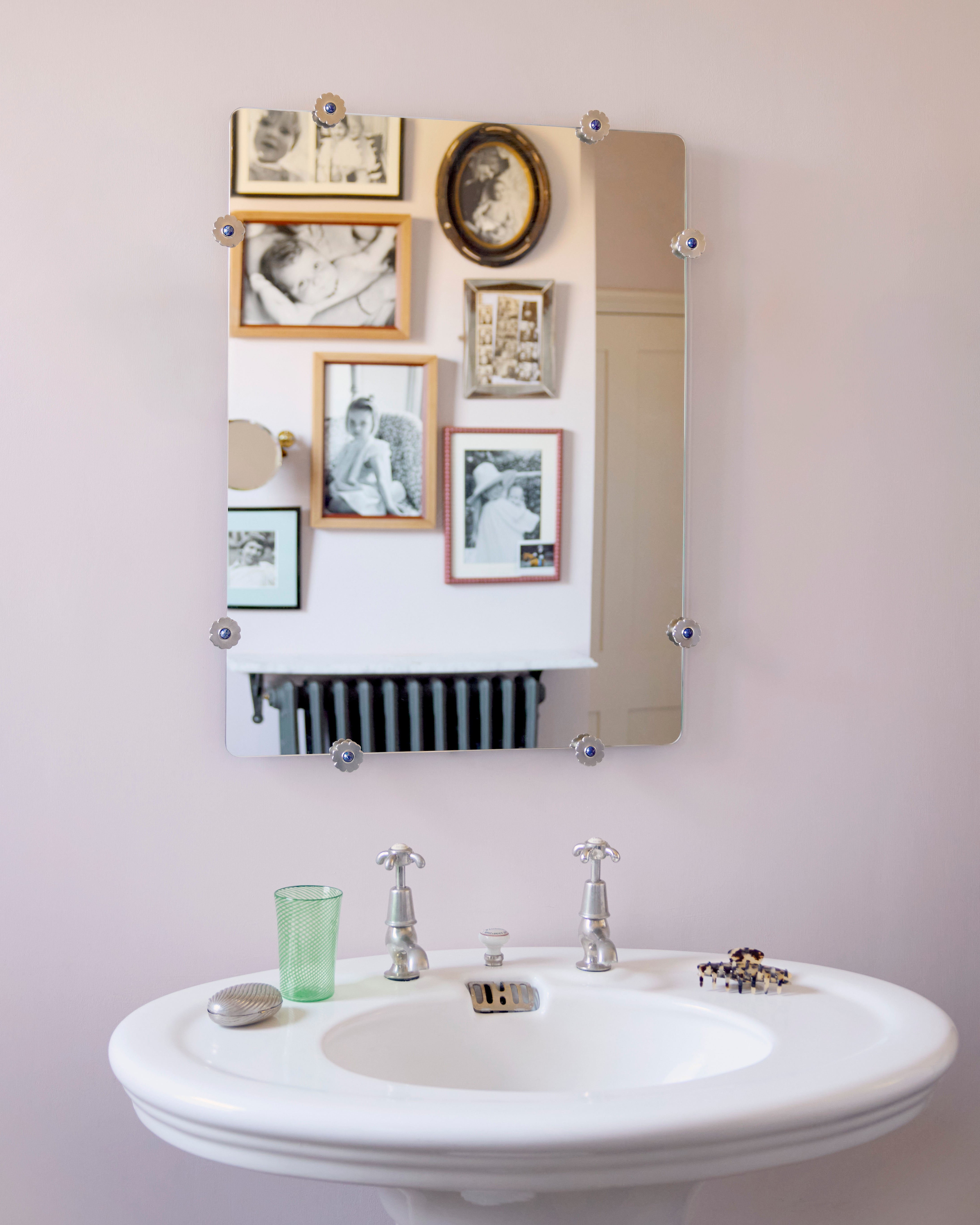 Mirror with Flower Studs, Nickel