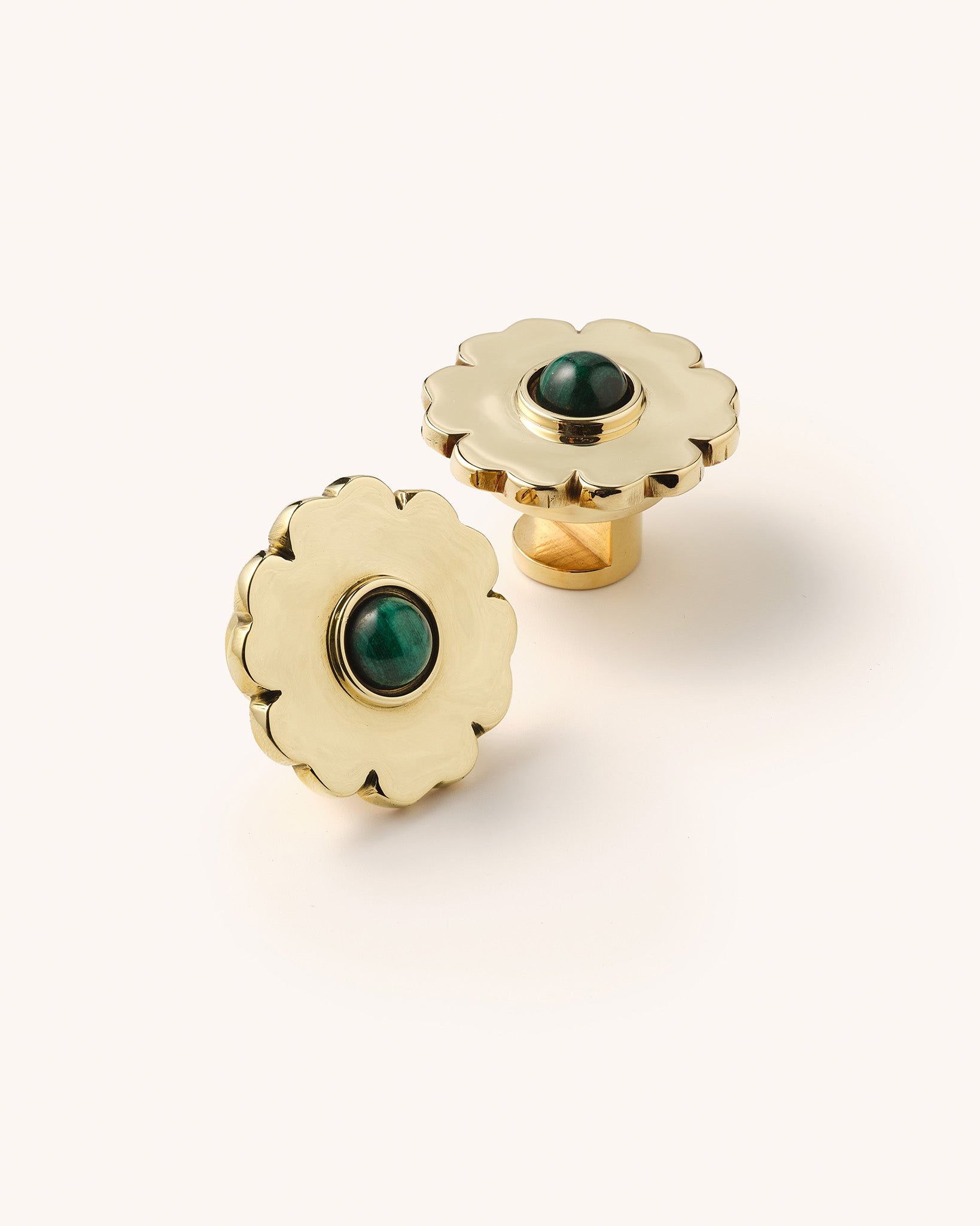 Flower Mirror Studs, Brass, Set of 2