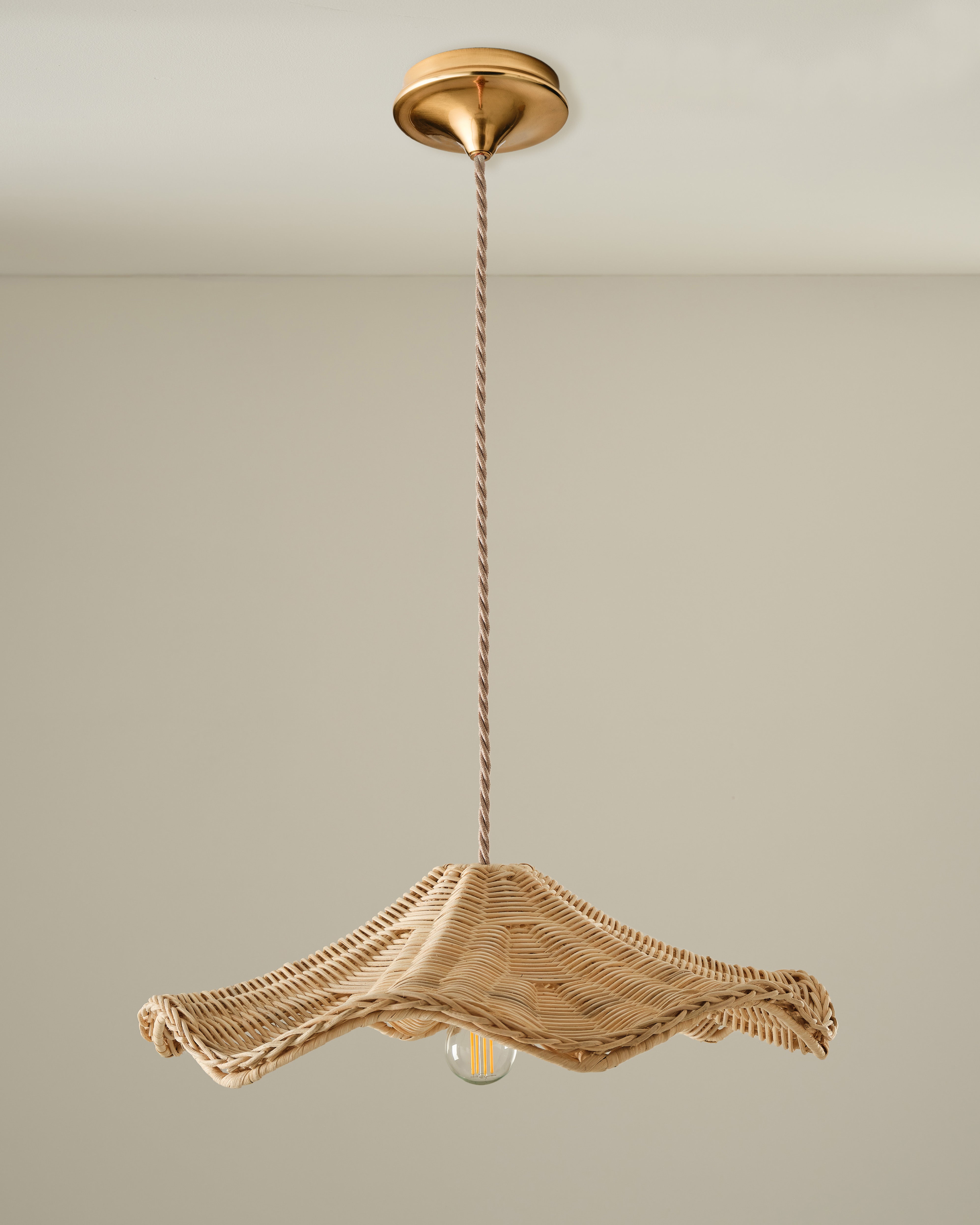 Rattan Wave Pendant Shade, Natural
