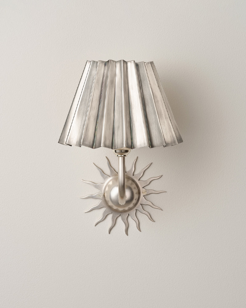 Pleated Lampshade, Brushed Silver, Mini