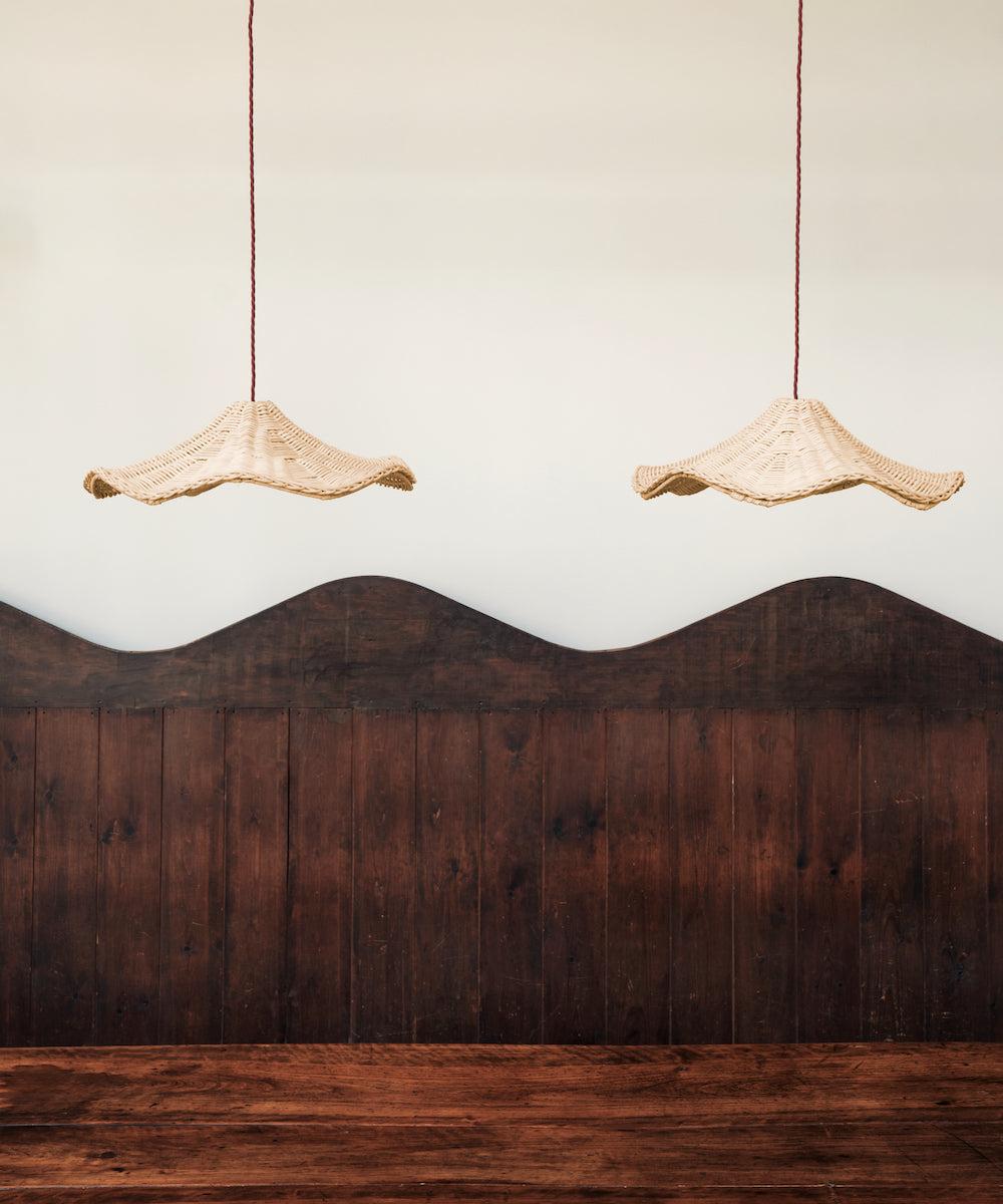 Rattan Wave Pendant Shade, Natural