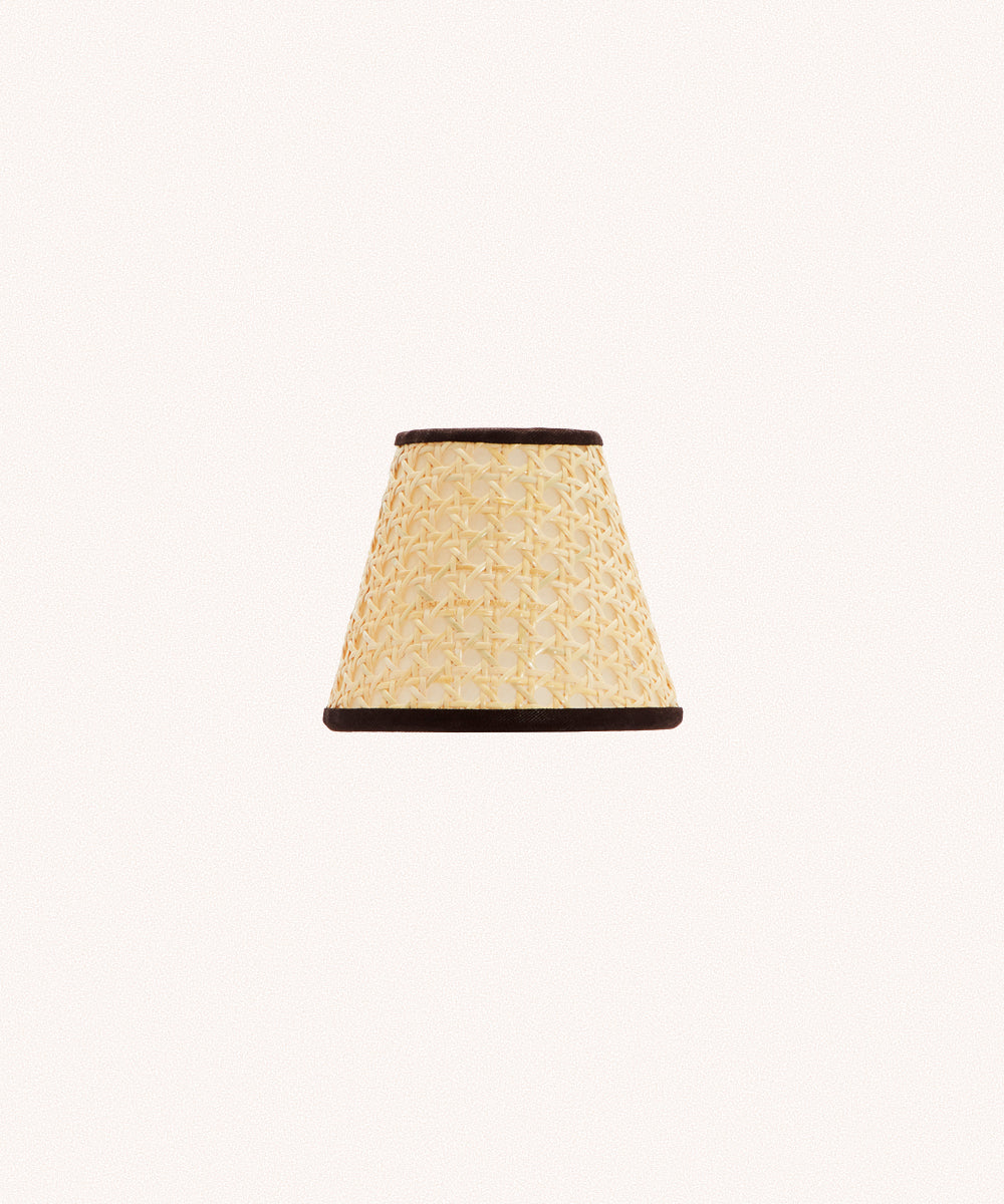 Cane Lampshade, Chocolate Trim, Mini