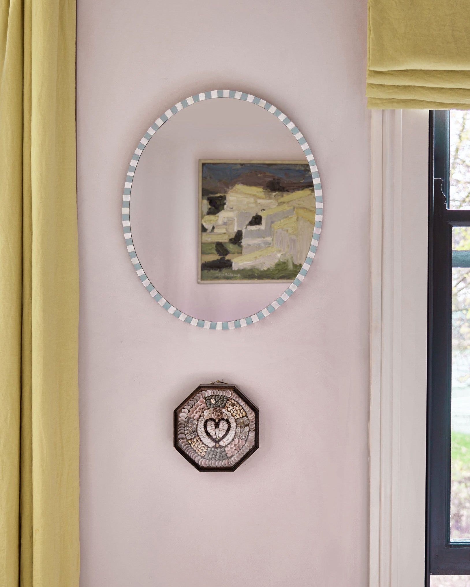 Pearl Oval Mirror, Pale Blue
