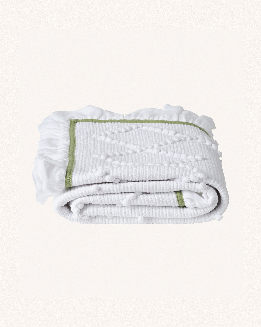Jumbo Linen Frill Bathmat, Sage Green