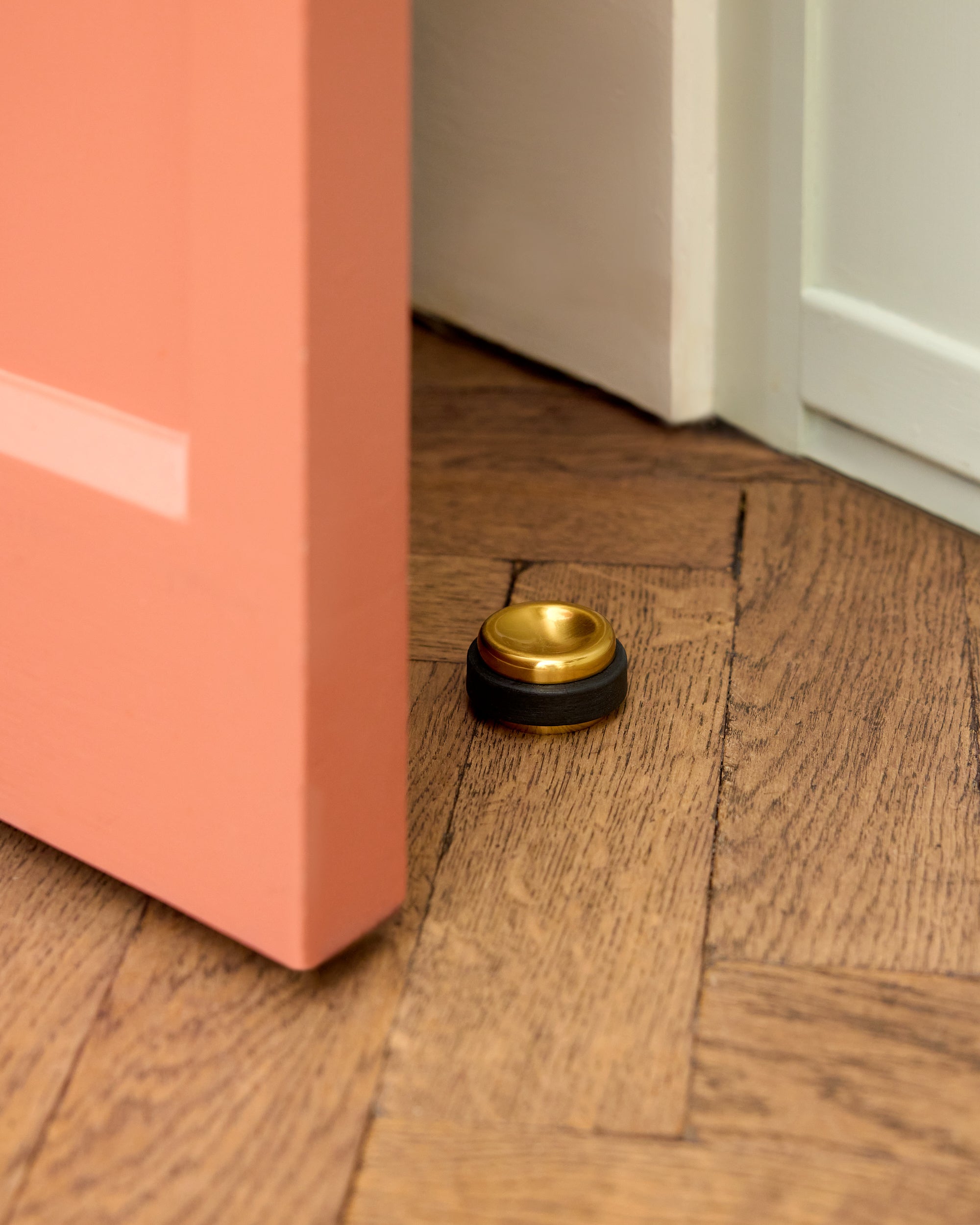 Floor Door Stop, Aged Brass