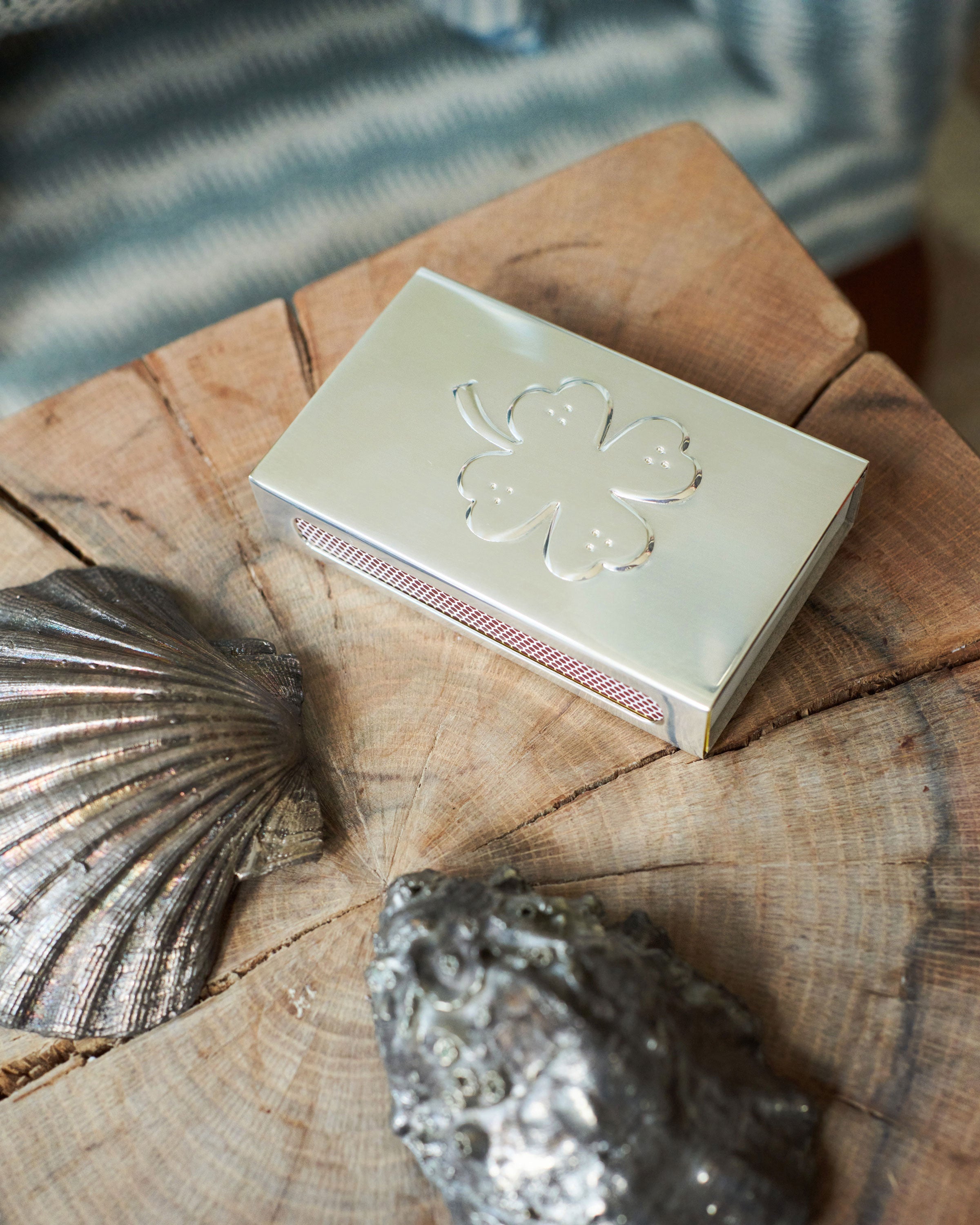 Clover Matchbox Sleeve, Silver