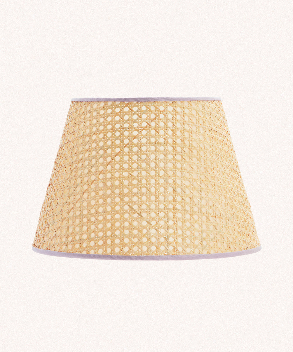 Cane Lampshade, Pink Trim, Medium
