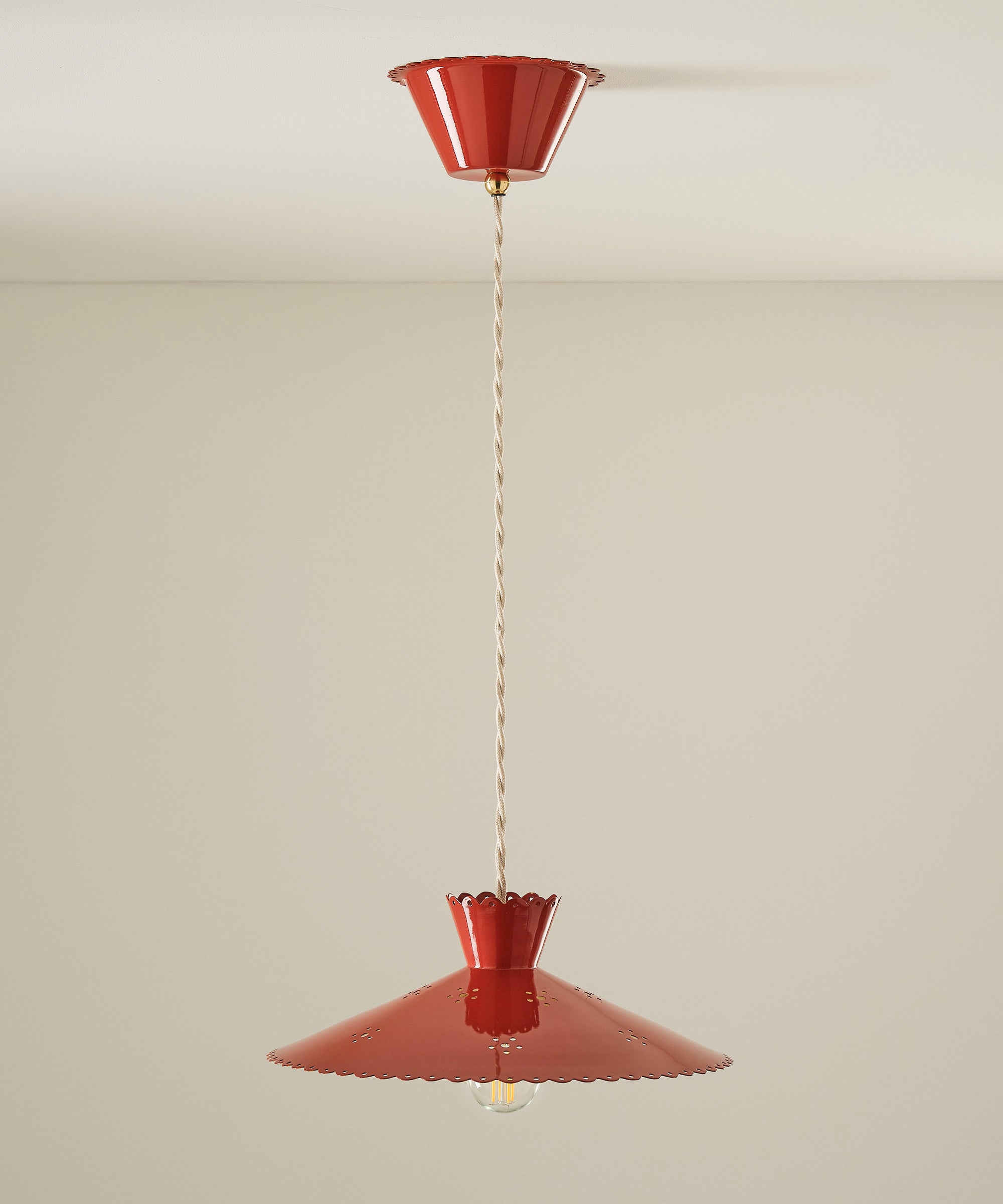 Floral Brass Pendant, Red