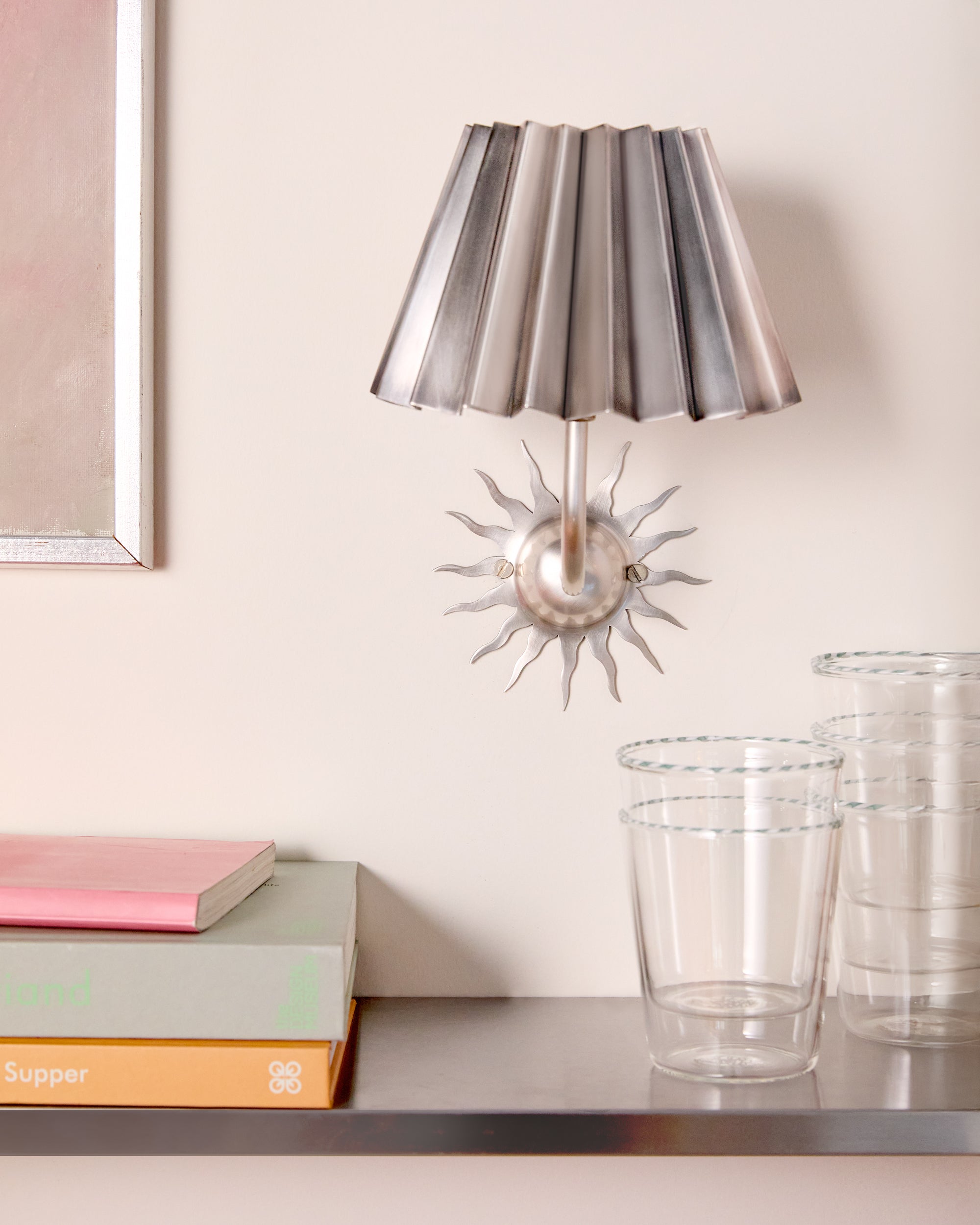 Sunburst Wall Light, Brushed Silver