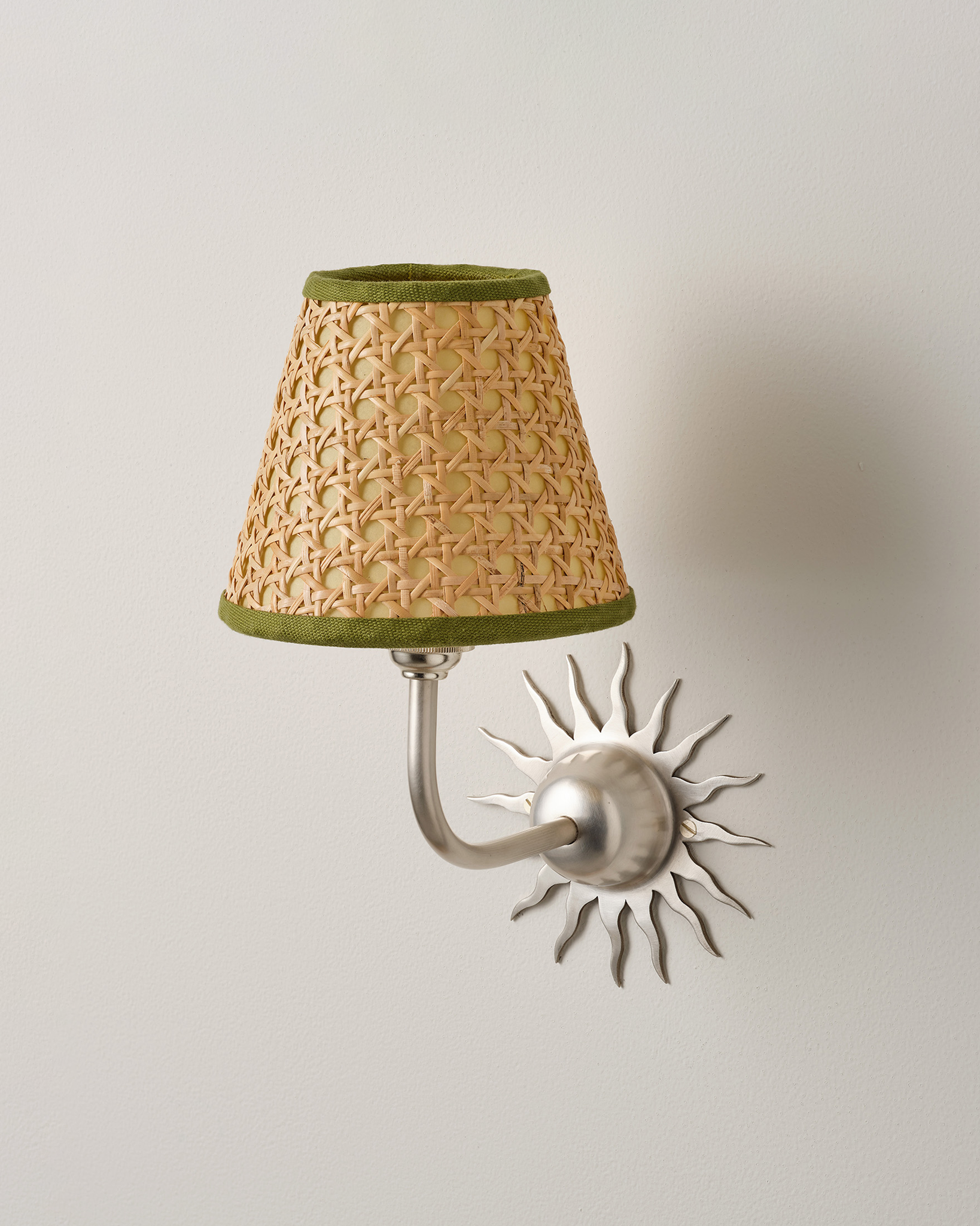 Cane Lampshade, Khaki Trim, Mini