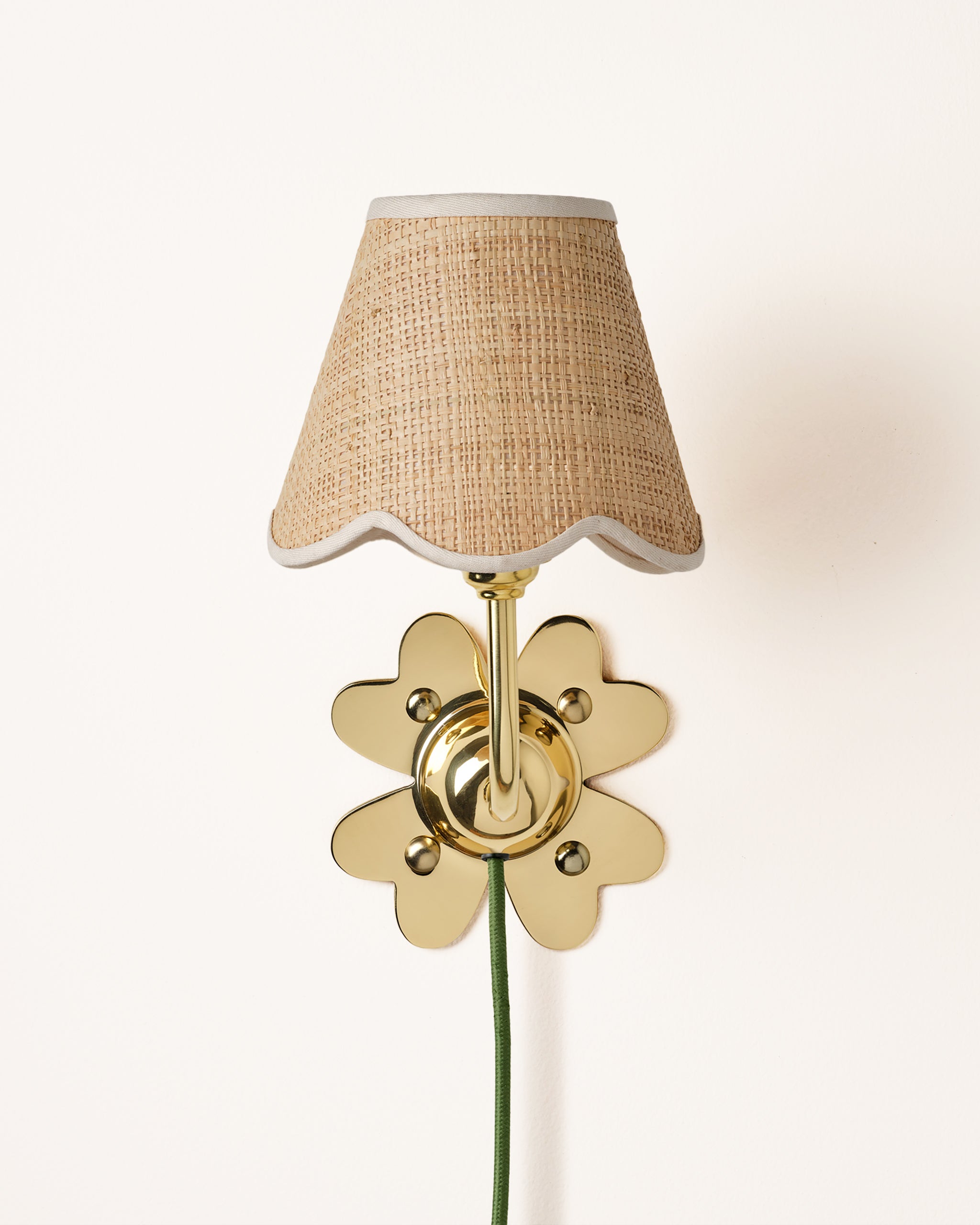 Clover Plug In Wall Light, Polished Brass